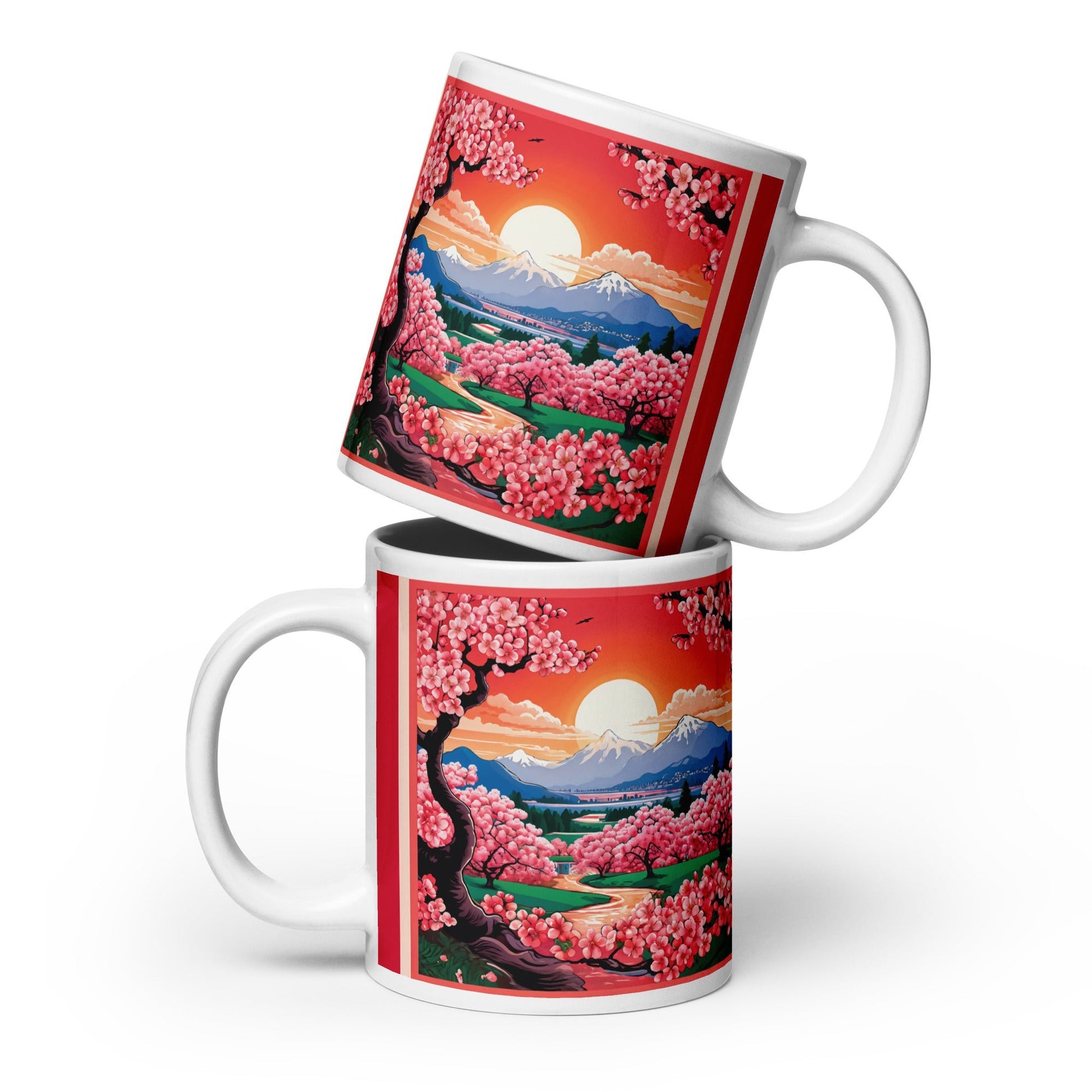 Cherry Bloom Sunrise White Glossy Mug (11 oz, 15 oz, 20 oz) - Mugs - Discovery Co.