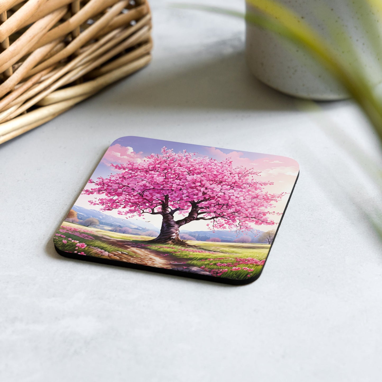 Cherry Blossom Cork-back Coaster - Coasters - Discovery Co.