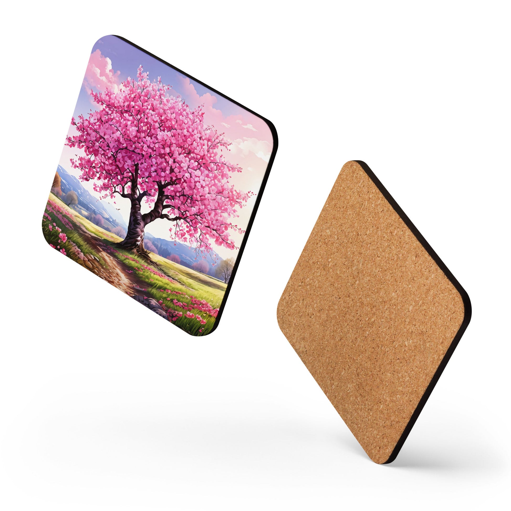 Cherry Blossom Cork-back Coaster - Coasters - Discovery Co.