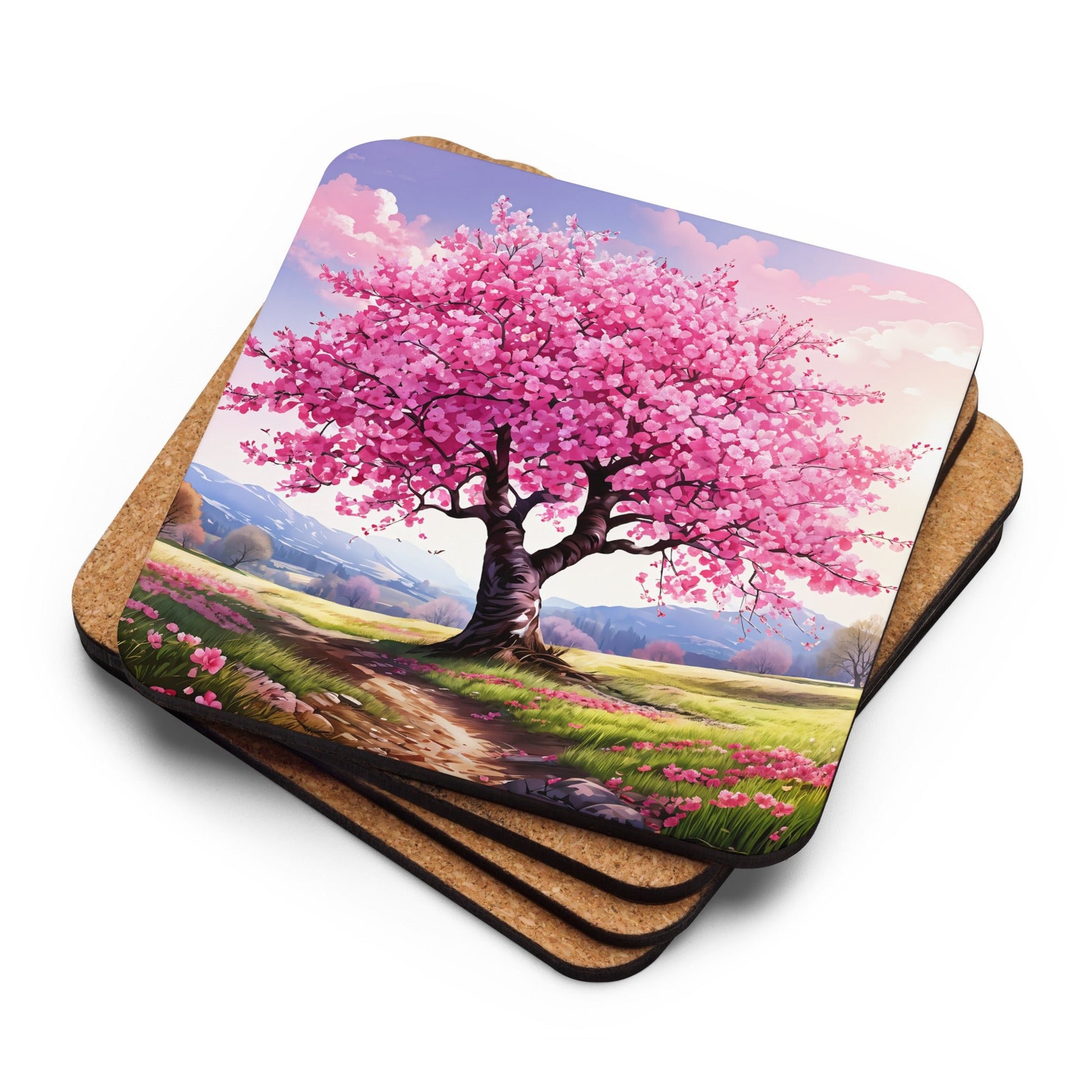 Cherry Blossom Cork - back Coaster - Coasters - Discovery Co.