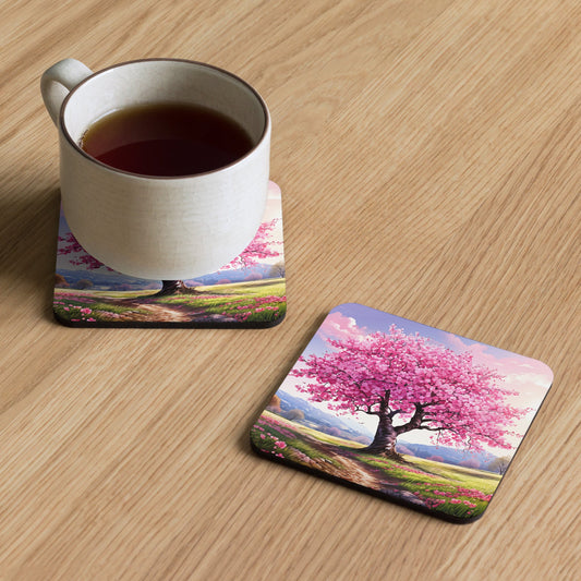 Cherry Blossom Cork-back Coaster - Coasters - Discovery Co.