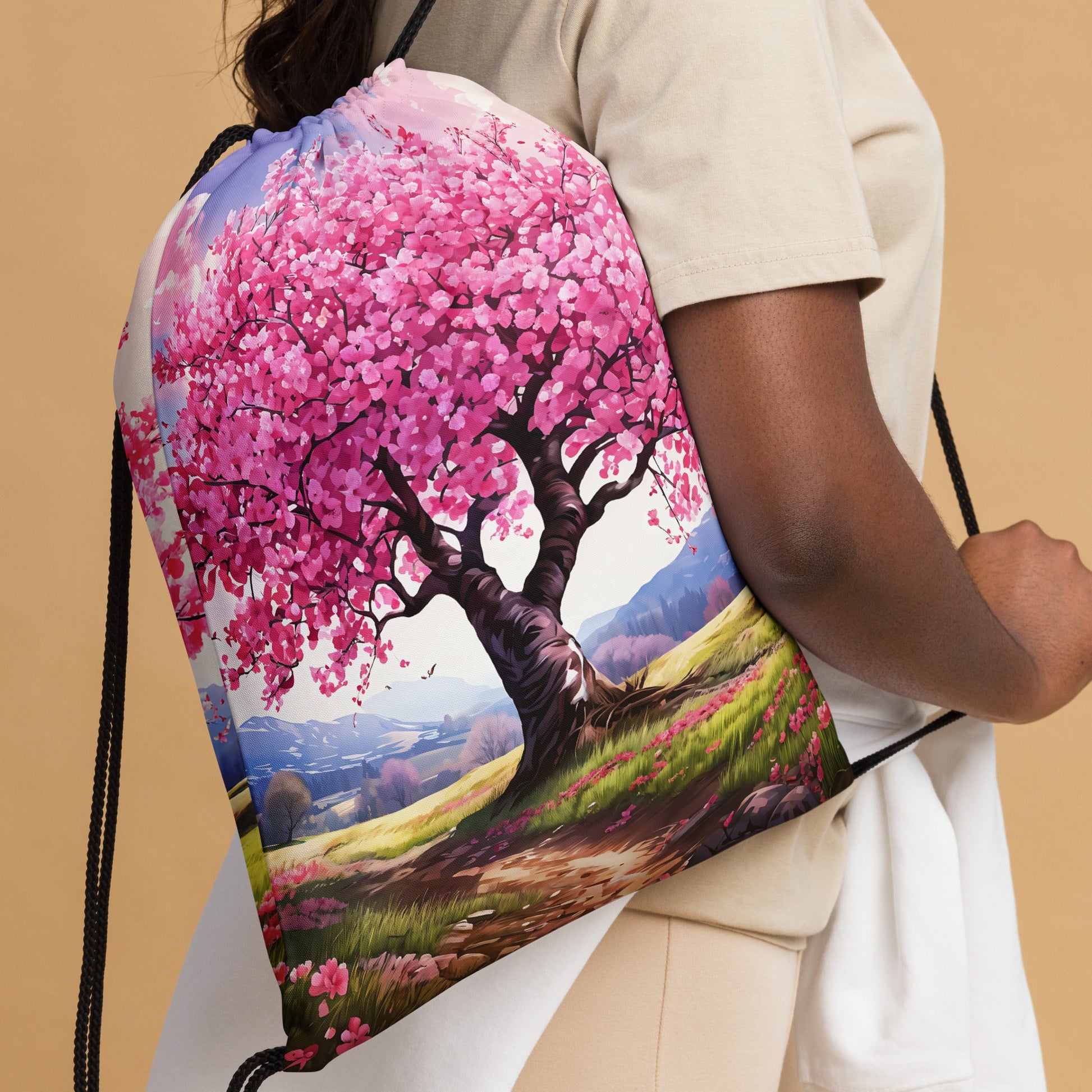 Cherry Blossom Drawstring Bag - Drawstring Bag - Discovery Co.