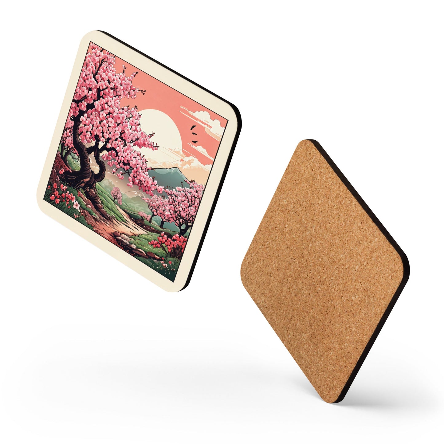 Cherry Blossom Trail Cork-back Coaster - Coasters - Discovery Co.