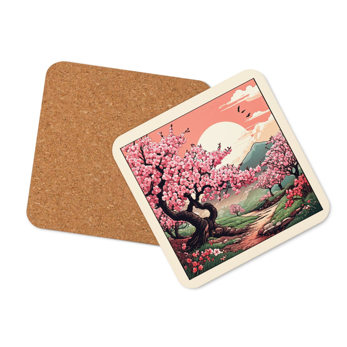 Cherry Blossom Trail Cork-back Coaster - Coasters - Discovery Co.