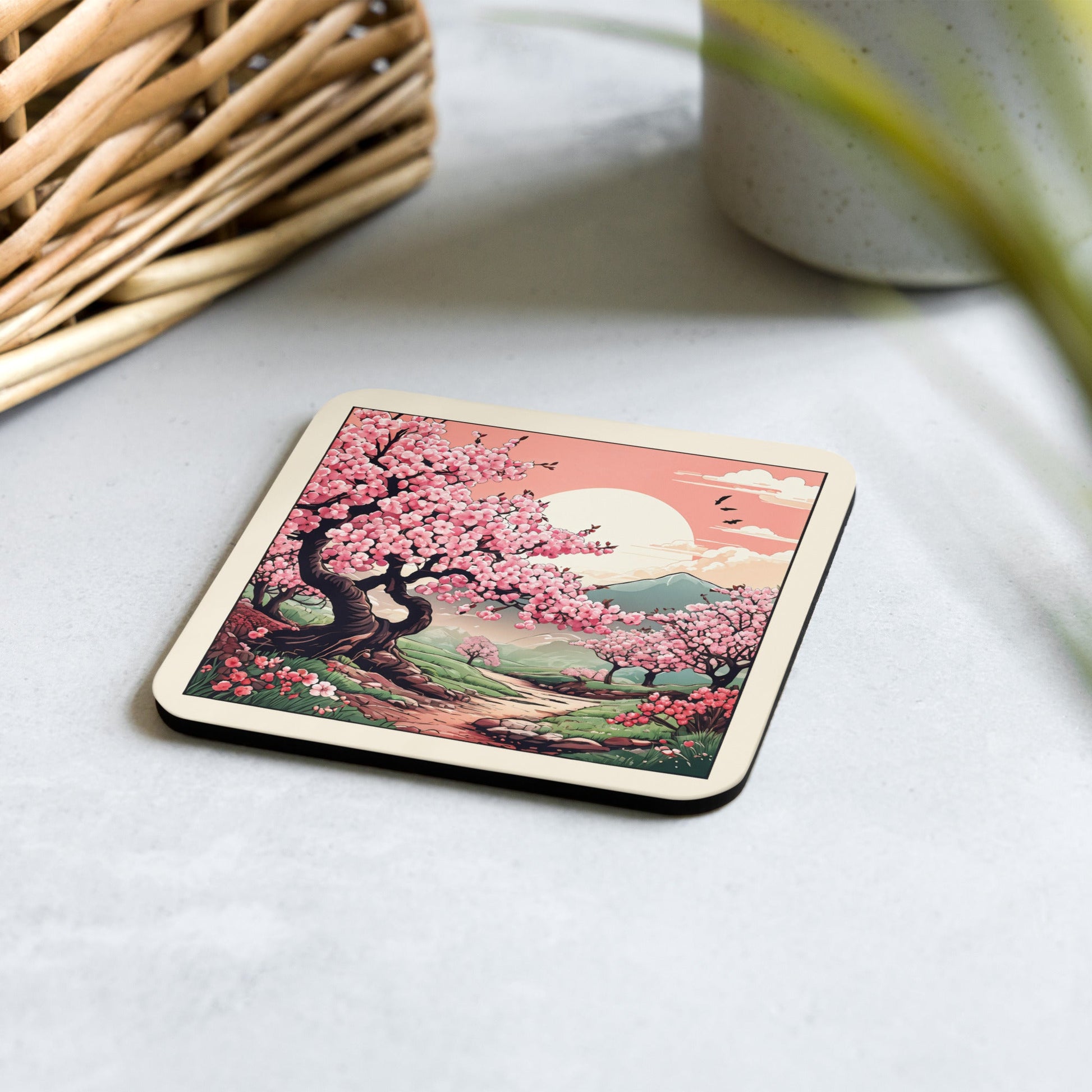 Cherry Blossom Trail Cork-back Coaster - Coasters - Discovery Co.