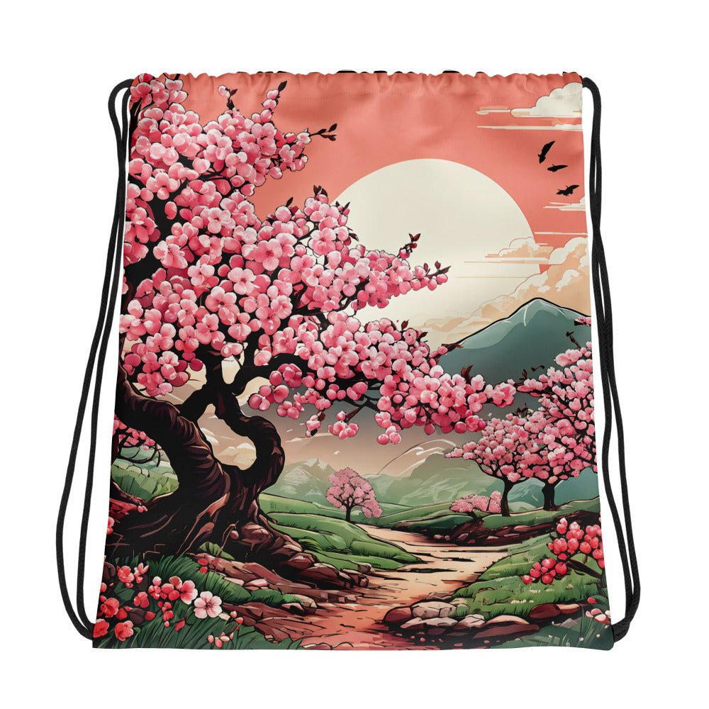 Cherry Blossom Trail Drawstring Bag - Drawstring Bag - Discovery Co.