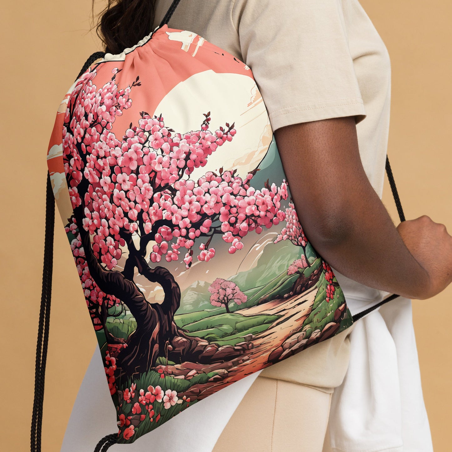 Cherry Blossom Trail Drawstring Bag - Drawstring Bag - Discovery Co.