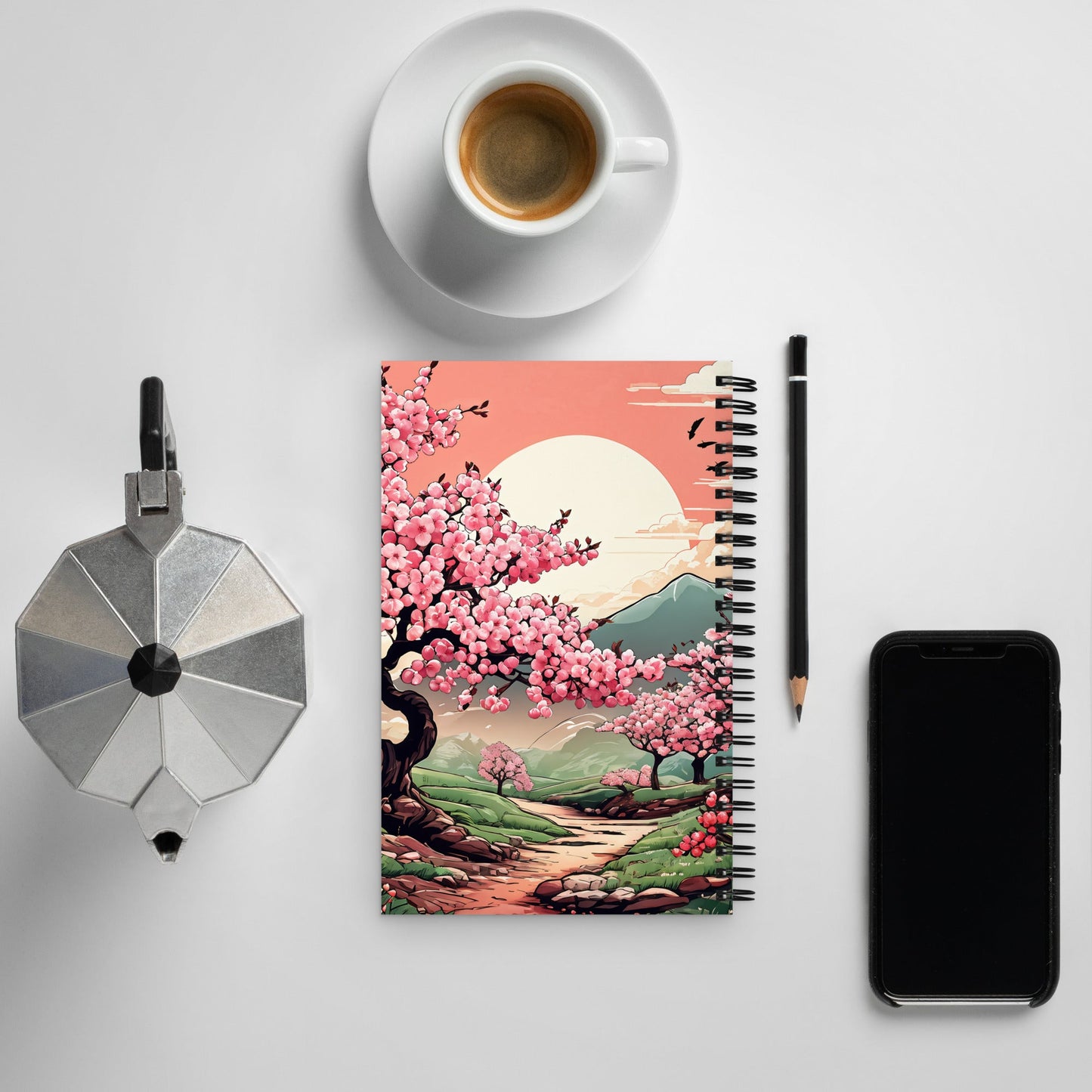 Cherry Blossom Trail Spiral notebook - Spiral Notebooks - Discovery Co.