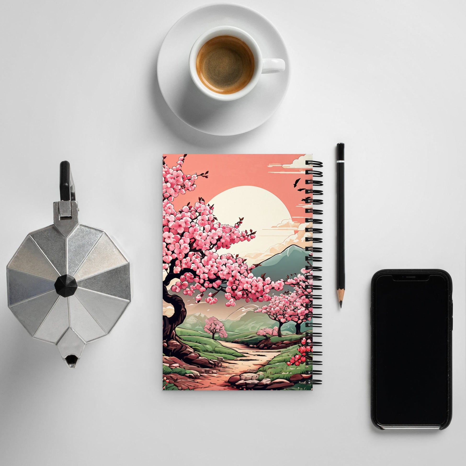 Cherry Blossom Trail Spiral notebook - Spiral Notebooks - Discovery Co.