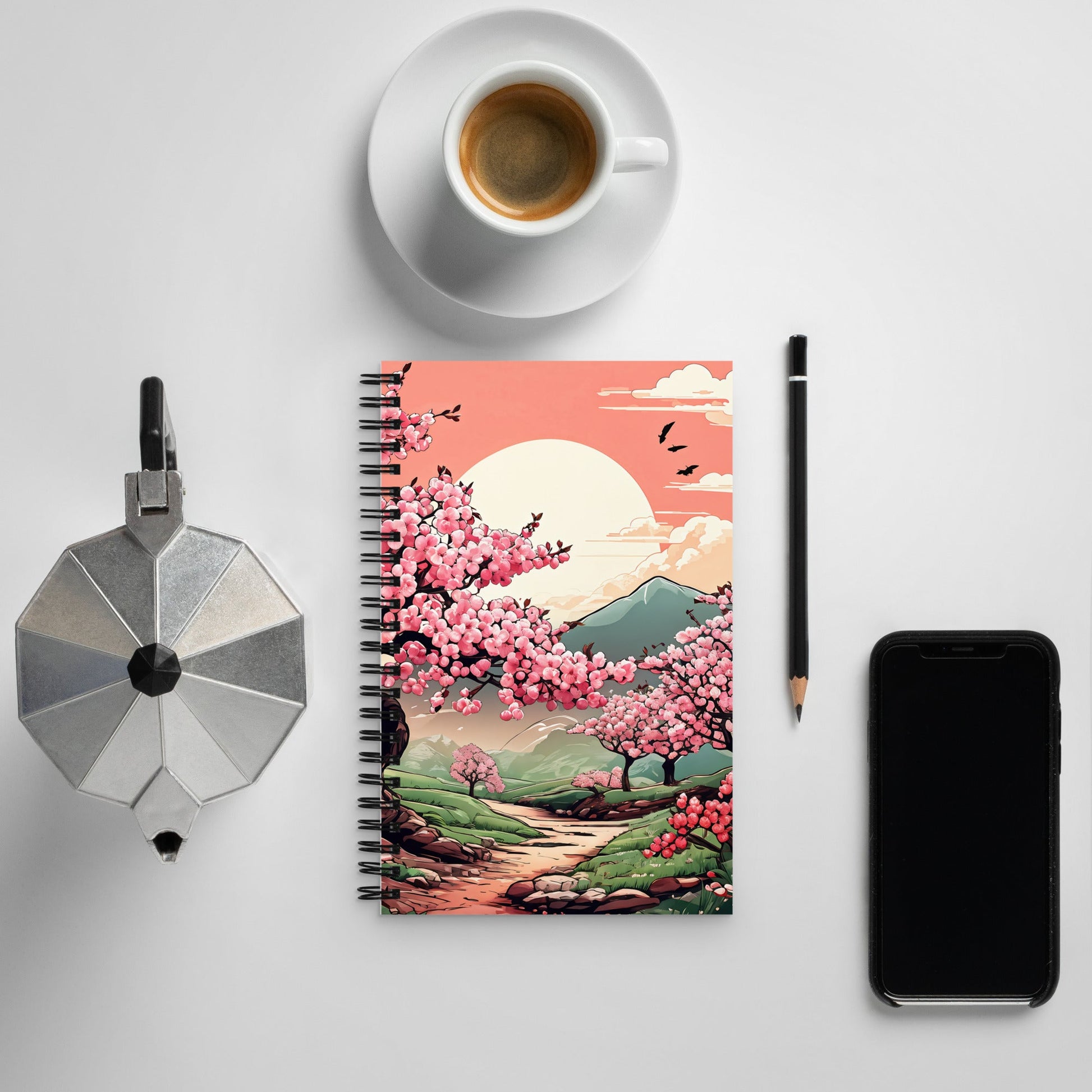 Cherry Blossom Trail Spiral notebook - Spiral Notebooks - Discovery Co.