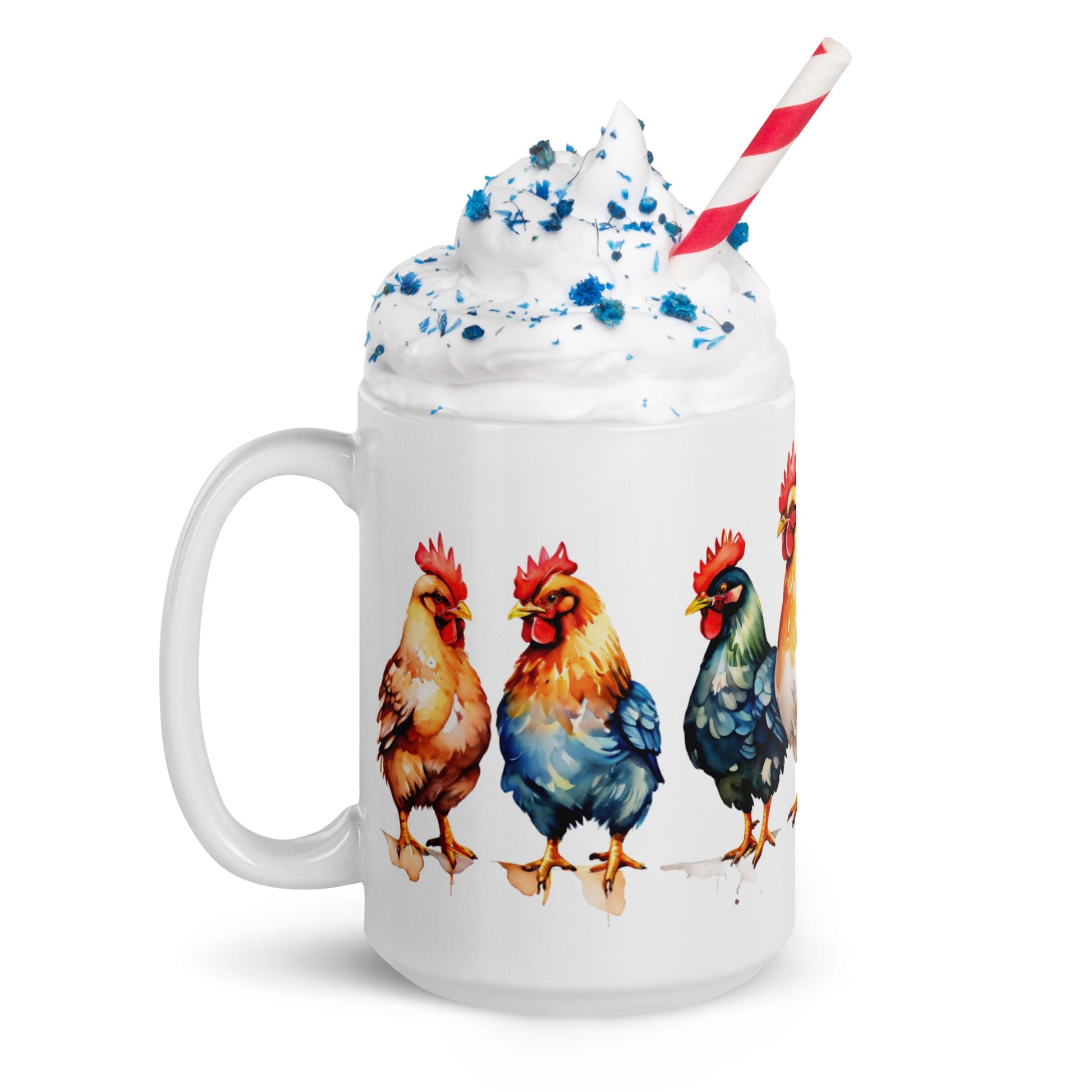 Chicken Watercolor Art White Glossy Mug (11 oz, 15 oz) - Mugs - Discovery Co.