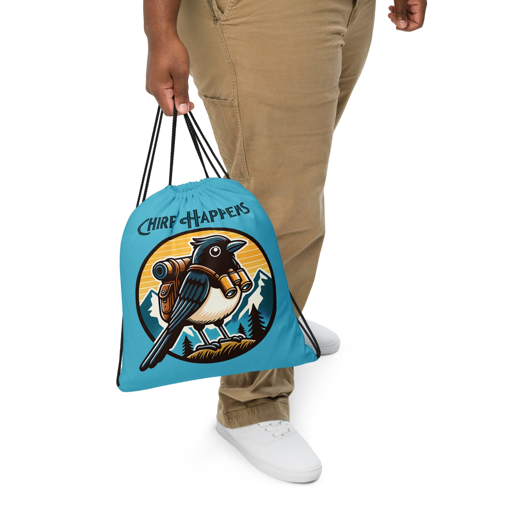 Chirp Happens Drawstring Bag - Drawstring Bag - Discovery Co.