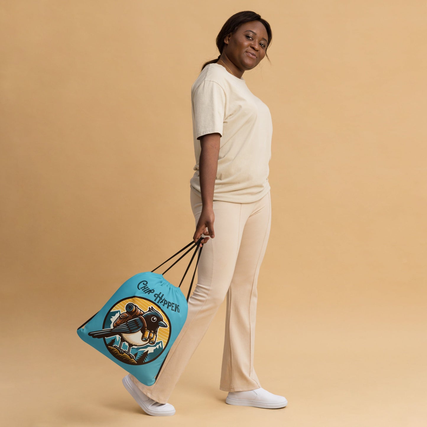 Chirp Happens Drawstring Bag - Drawstring Bag - Discovery Co.