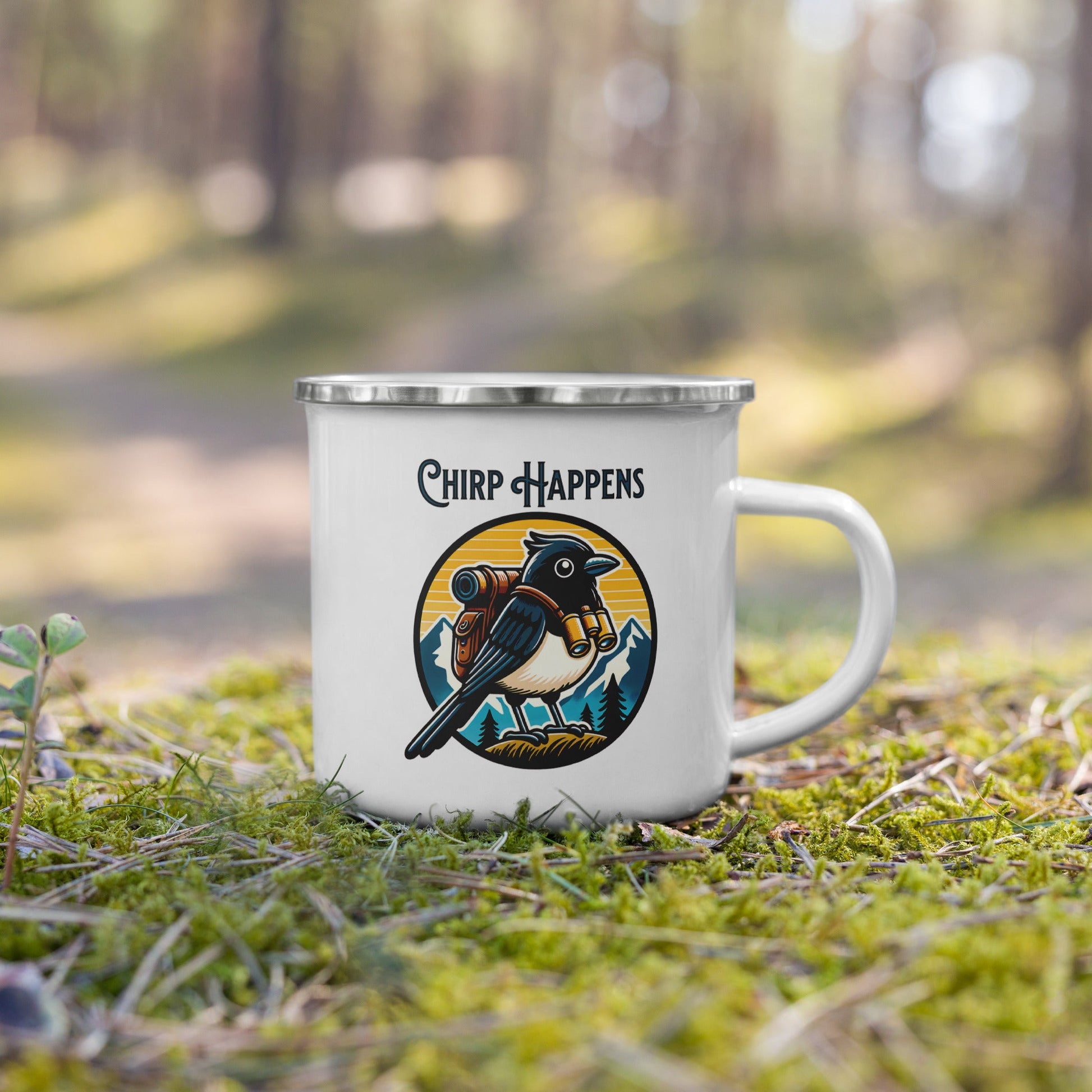 Chirp Happens Enamel Mug - Mugs - Discovery Co.