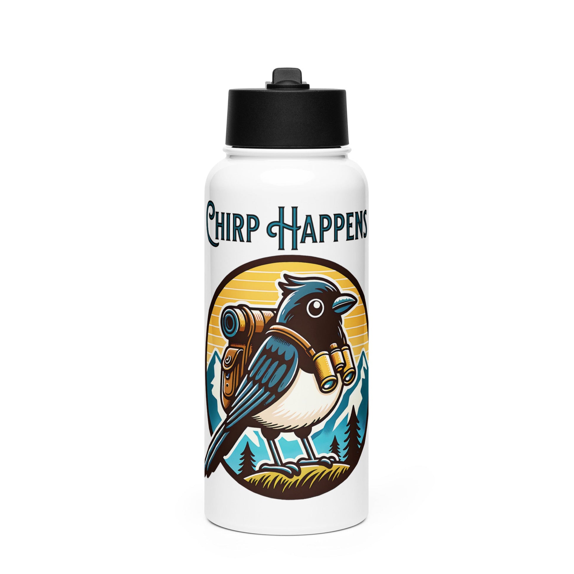Chirp Happens Stainless Steel Water Bottle With Straw Lid - Stainless Steel Water Bottle With Straw Lid - Discovery Co.