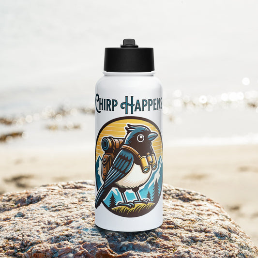 Chirp Happens Stainless Steel Water Bottle With Straw Lid - Stainless Steel Water Bottle With Straw Lid - Discovery Co.