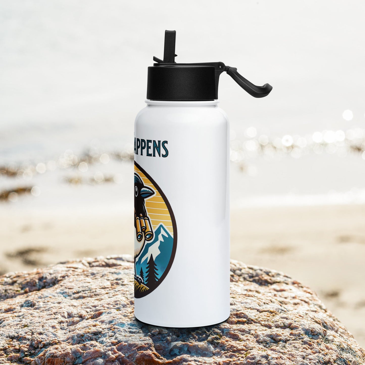 Chirp Happens Stainless Steel Water Bottle With Straw Lid - Stainless Steel Water Bottle With Straw Lid - Discovery Co.