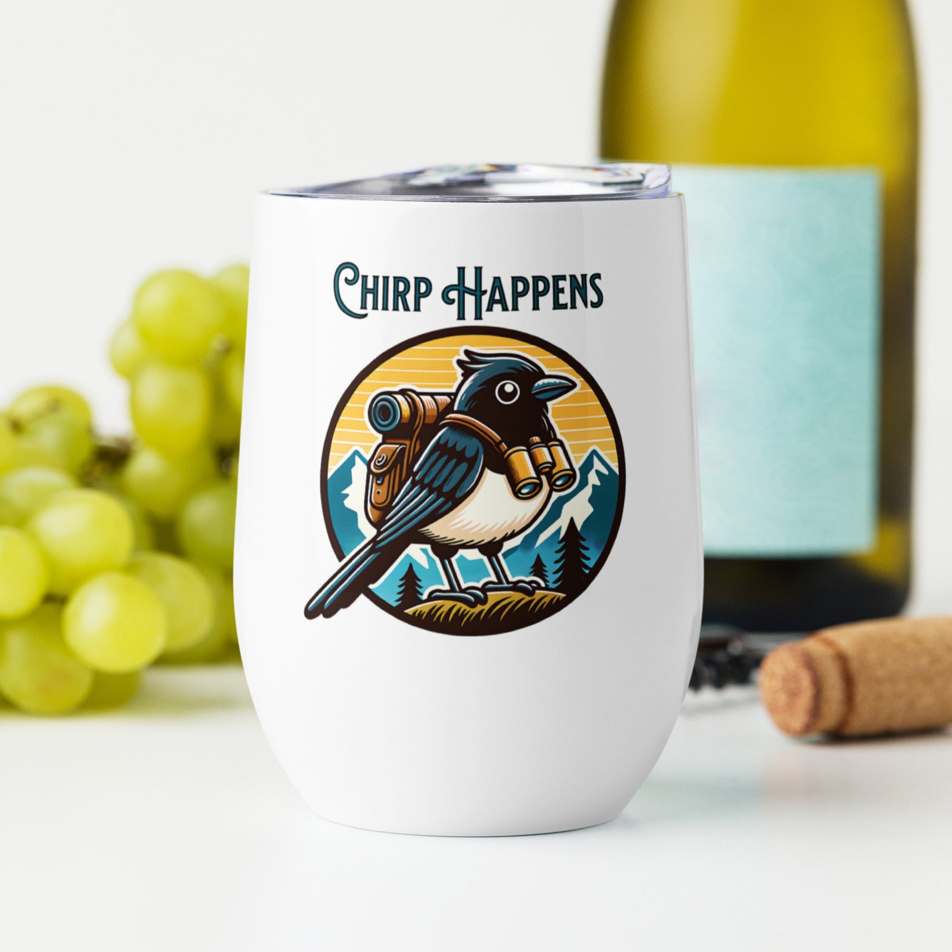 Chirp Happens Stainless Steel Wine Tumbler - Steel Tumbler - Discovery Co.