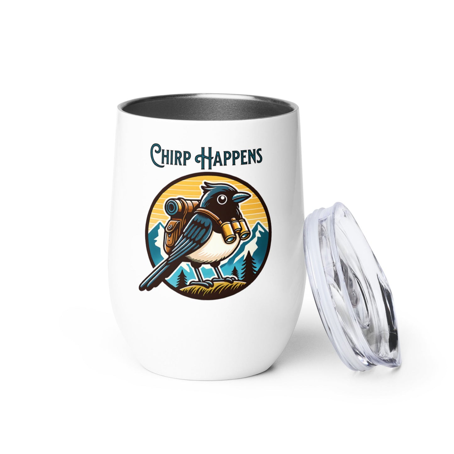 Chirp Happens Stainless Steel Wine Tumbler - Steel Tumbler - Discovery Co.