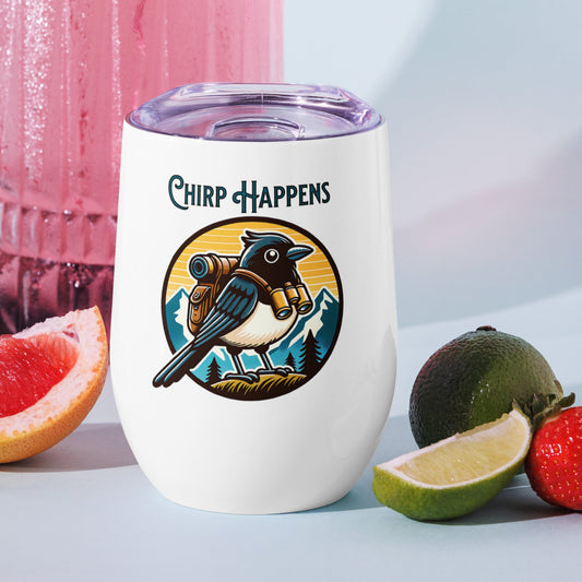Chirp Happens Stainless Steel Wine Tumbler - Steel Tumbler - Discovery Co.
