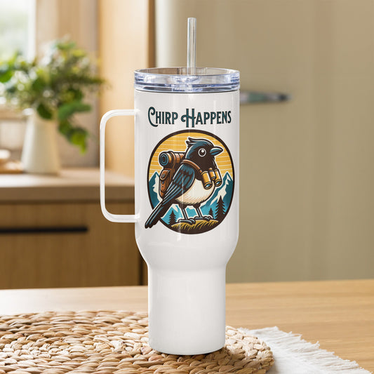 Chirp Happens Travel Mug With Handle (25 oz and 40 oz) - Travel Mug - Discovery Co.