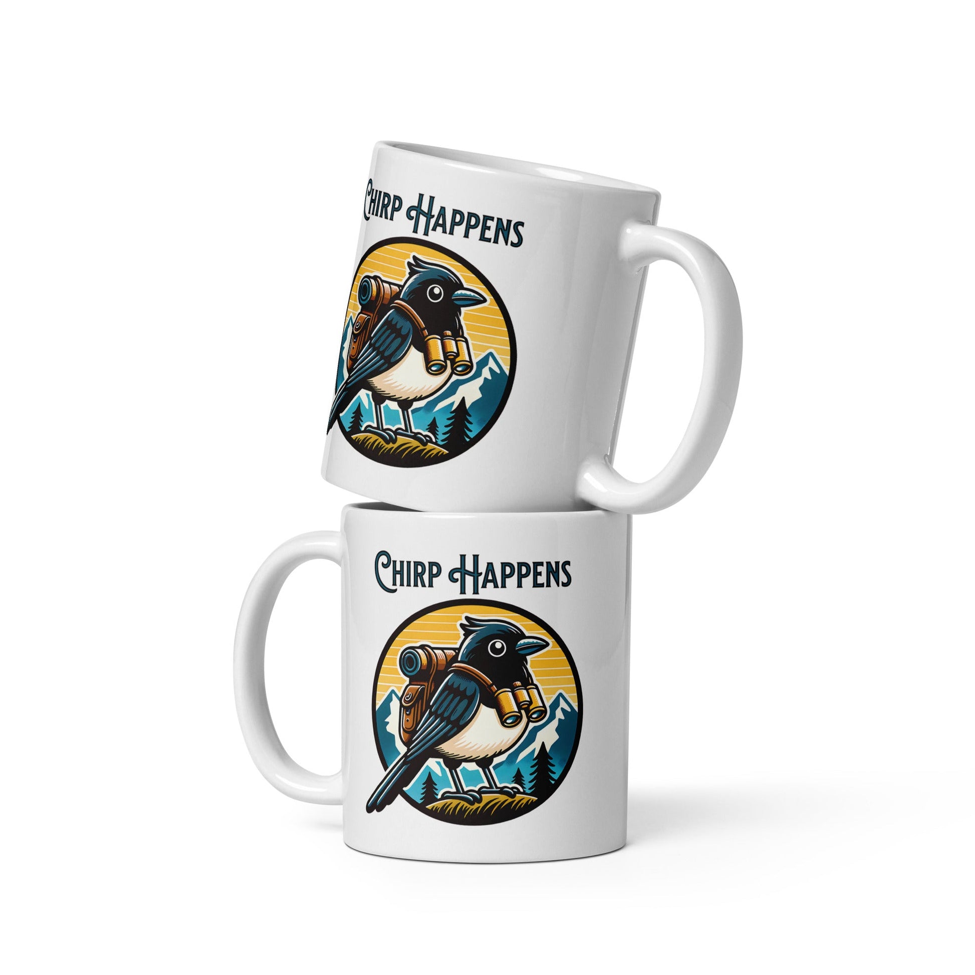 Chirp Happens White Glossy Mug - Mugs - Discovery Co.