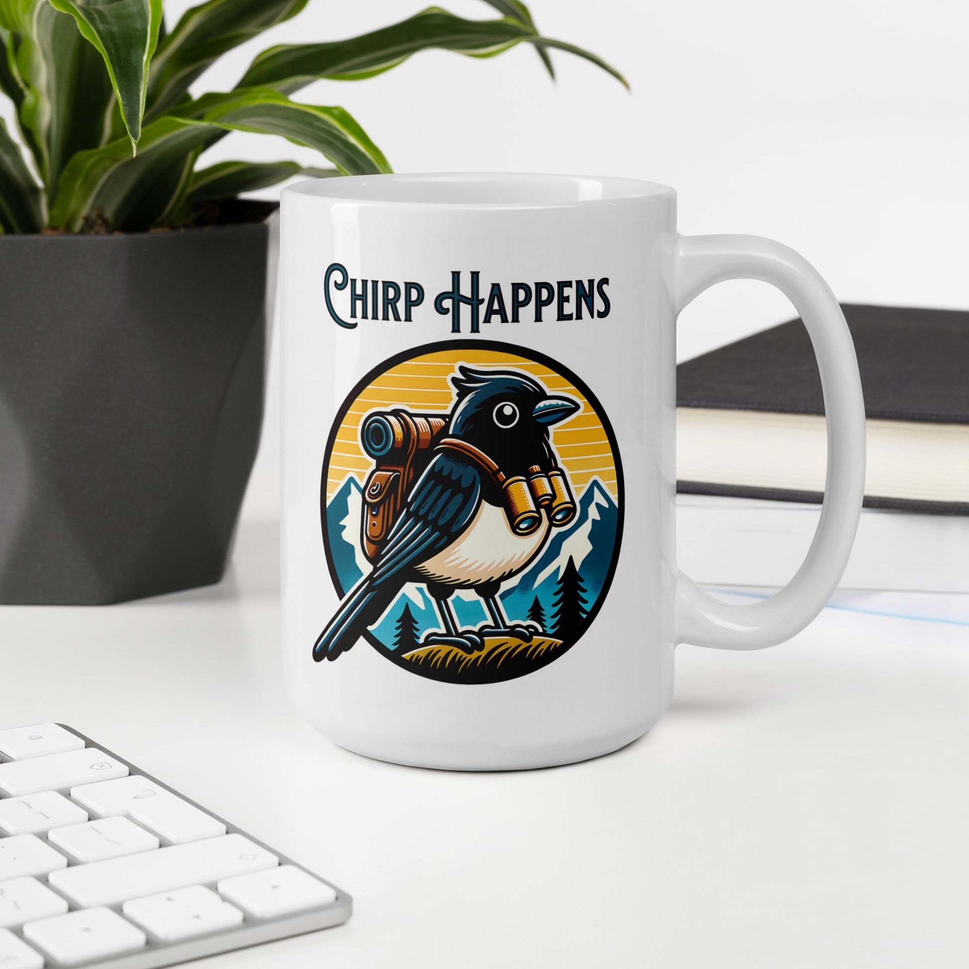 Chirp Happens White Glossy Mug - Mugs - Discovery Co.