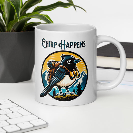 Chirp Happens White Glossy Mug - Mugs - Discovery Co.