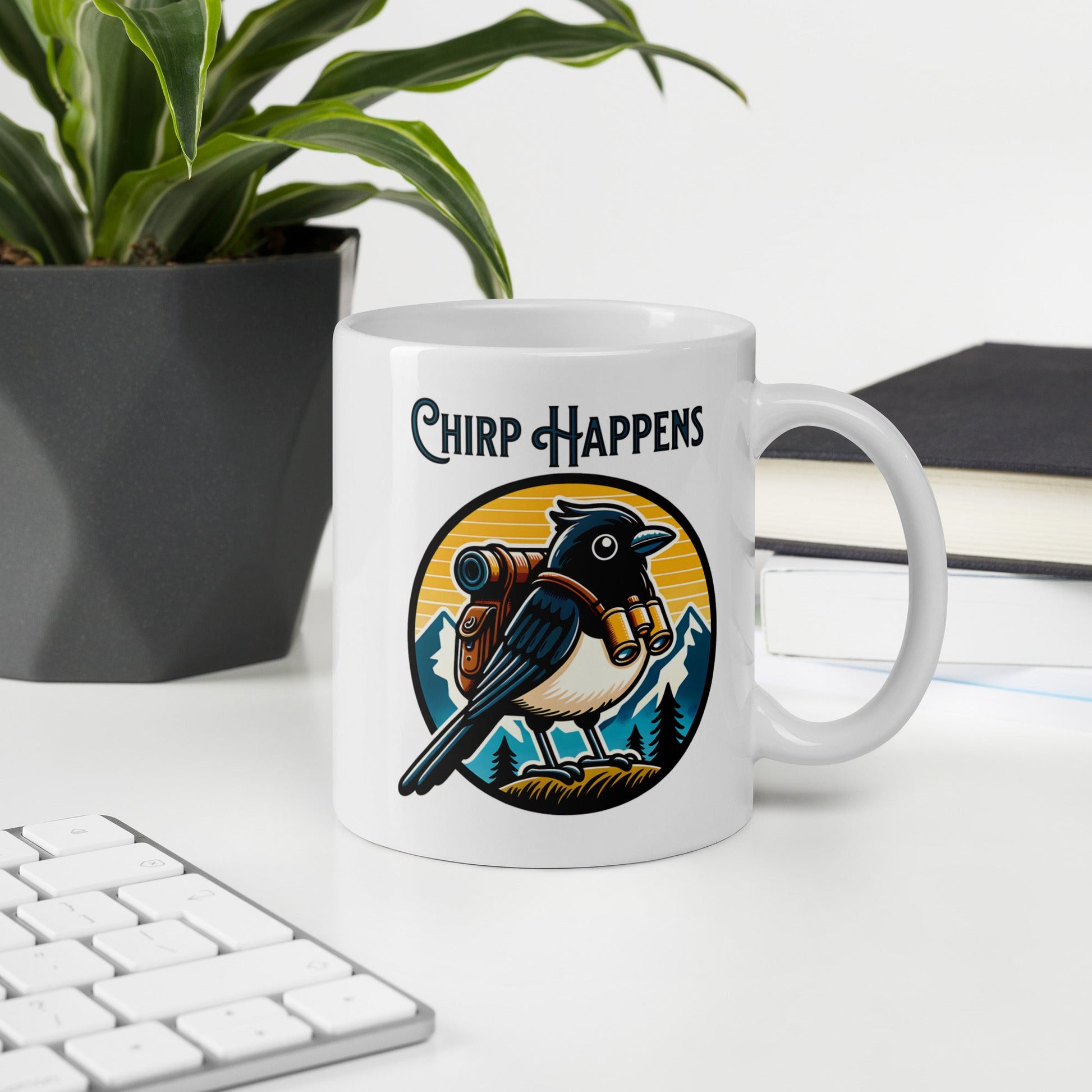 Chirp Happens White Glossy Mug - Mugs - Discovery Co.