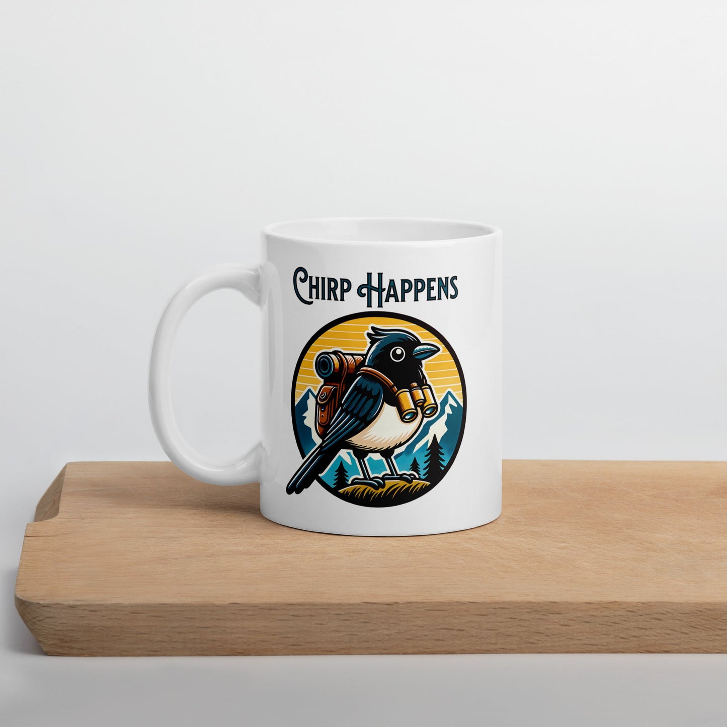 Chirp Happens White Glossy Mug - Mugs - Discovery Co.