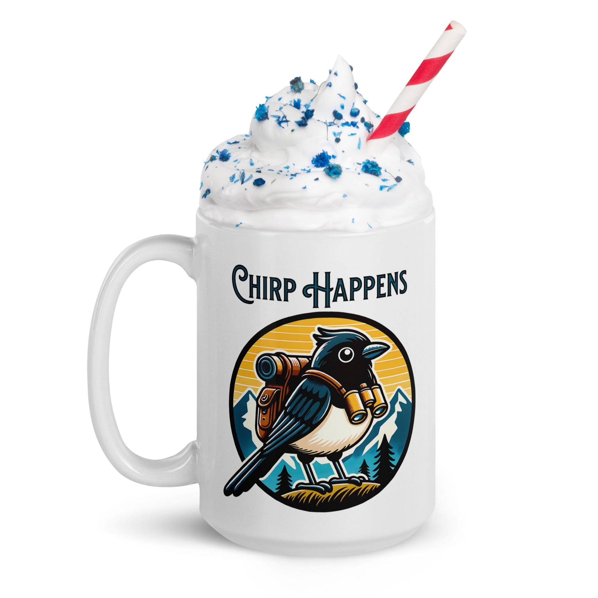 Chirp Happens White Glossy Mug - Mugs - Discovery Co.