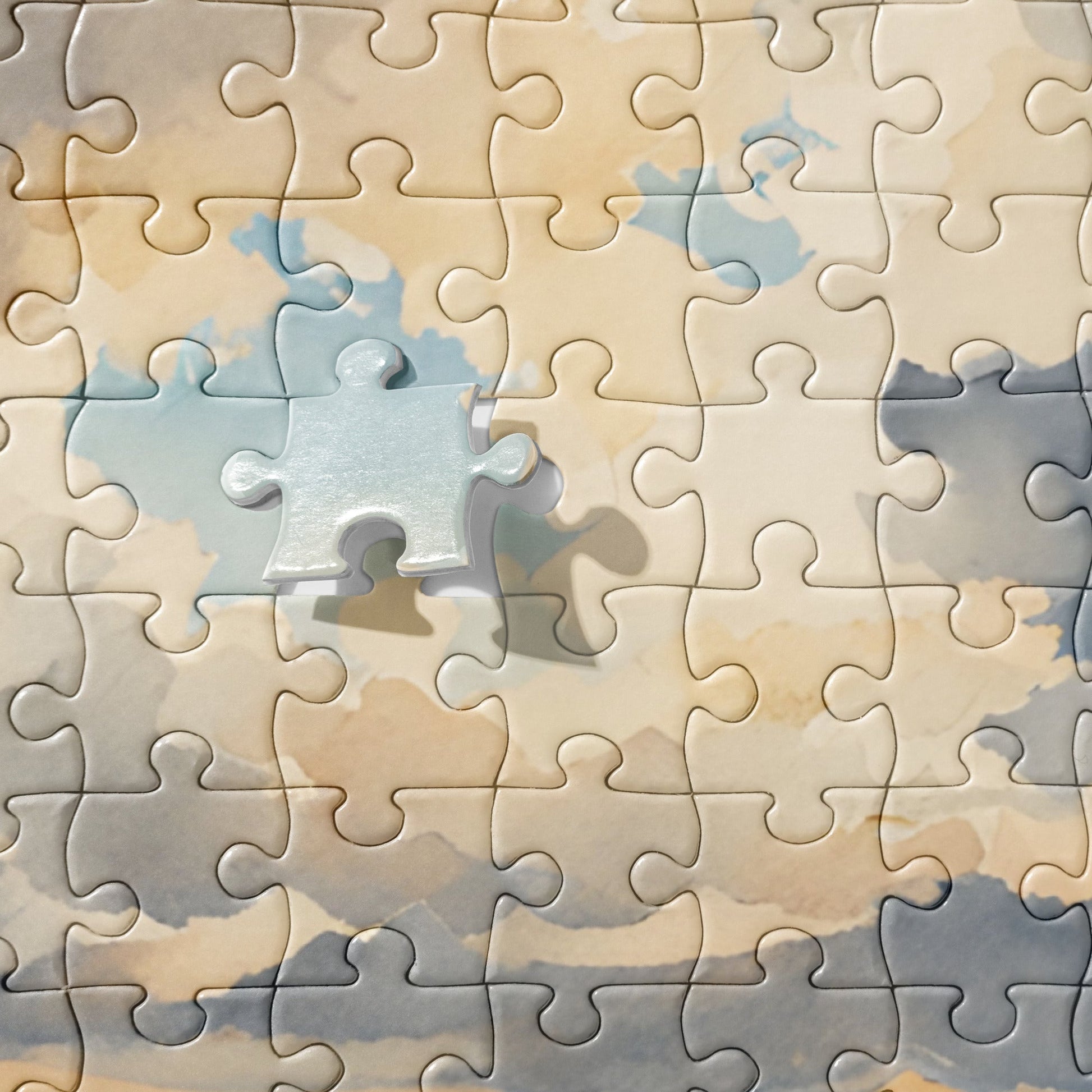 Cloudy Beach Day Watercolor Jigsaw Puzzle - Puzzle - Discovery Co.