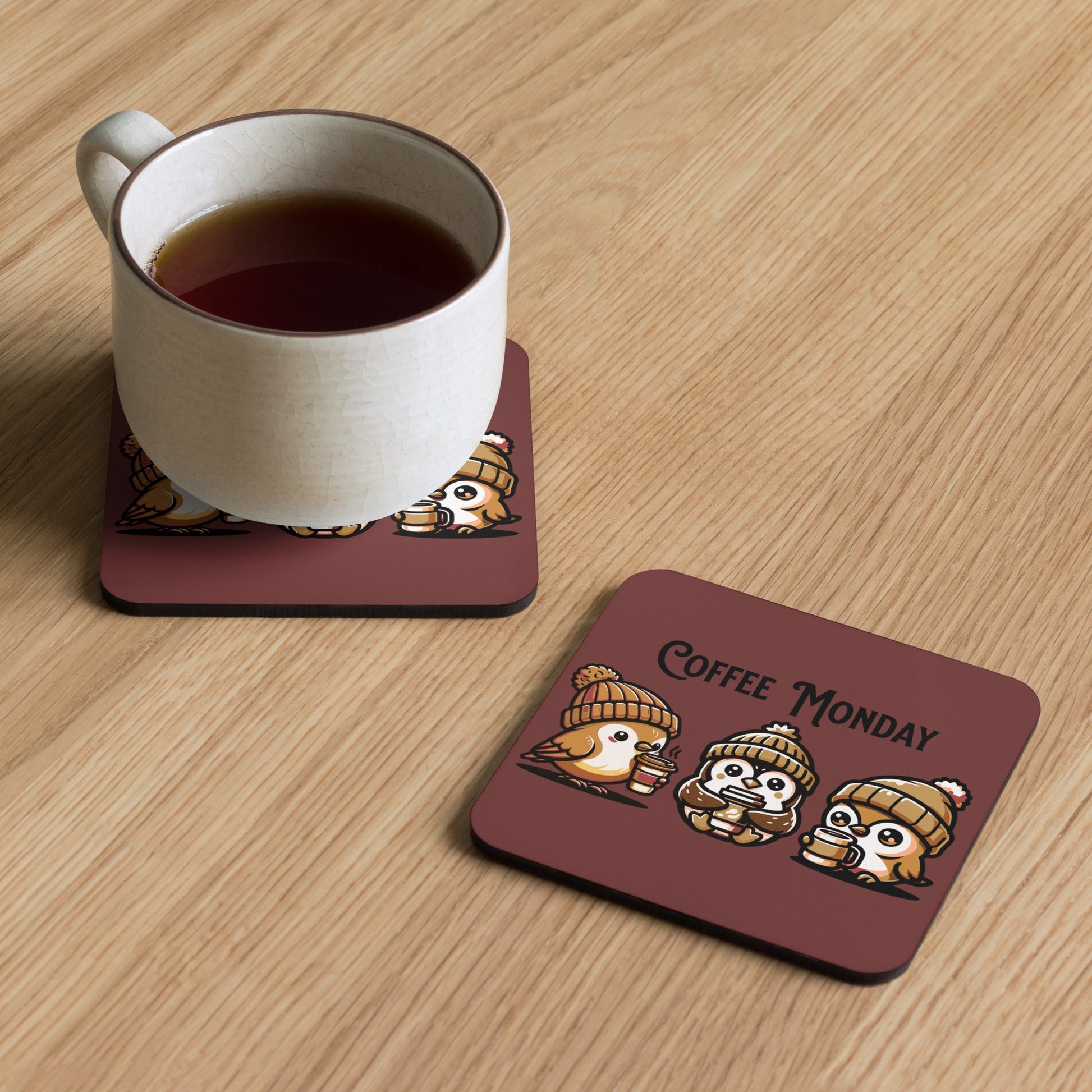 Coffee Monday (Brown) Cork - Back Coaster - Coasters - Discovery Co.