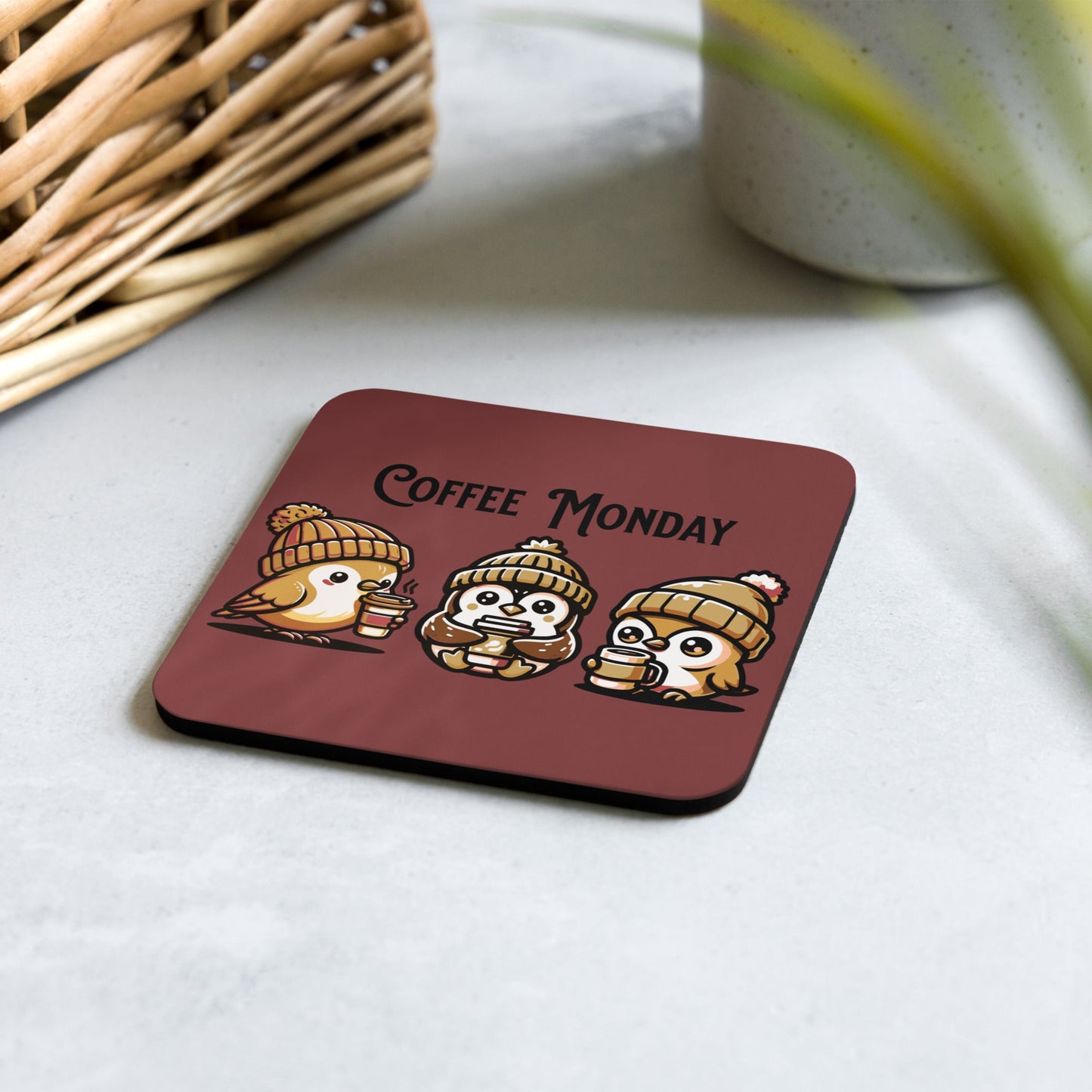 Coffee Monday (Brown) Cork - Back Coaster - Coasters - Discovery Co.
