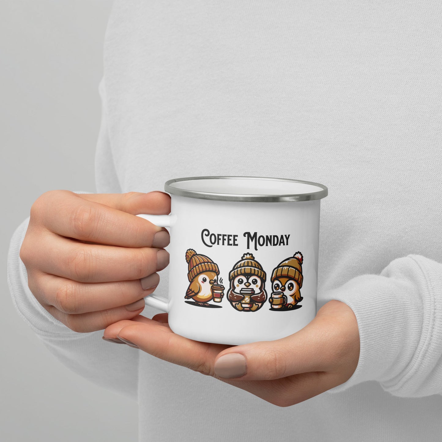 Coffee Monday (Brown) Enamel Mug - Mugs - Discovery Co.