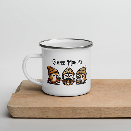 Coffee Monday (Brown) Enamel Mug - Mugs - Discovery Co.