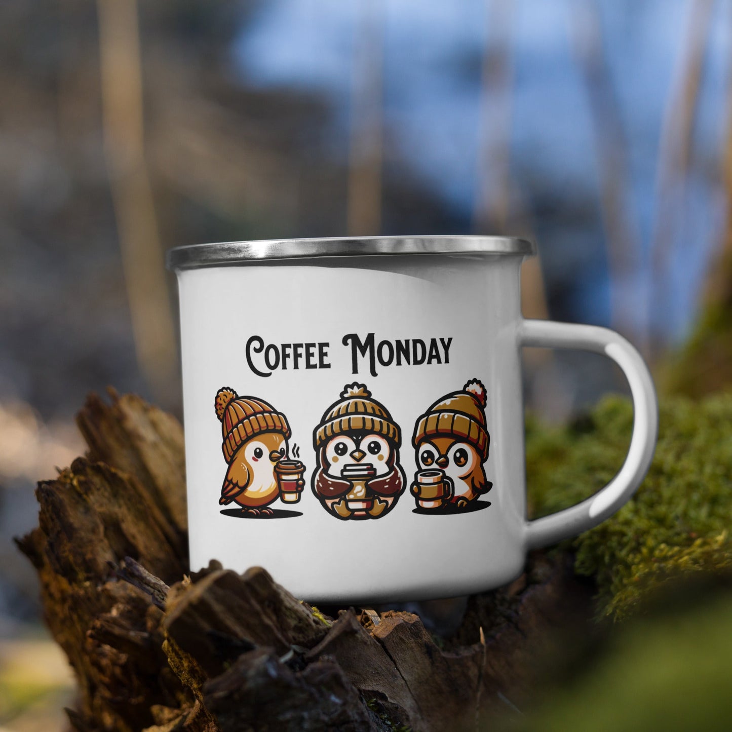 Coffee Monday (Brown) Enamel Mug - Mugs - Discovery Co.