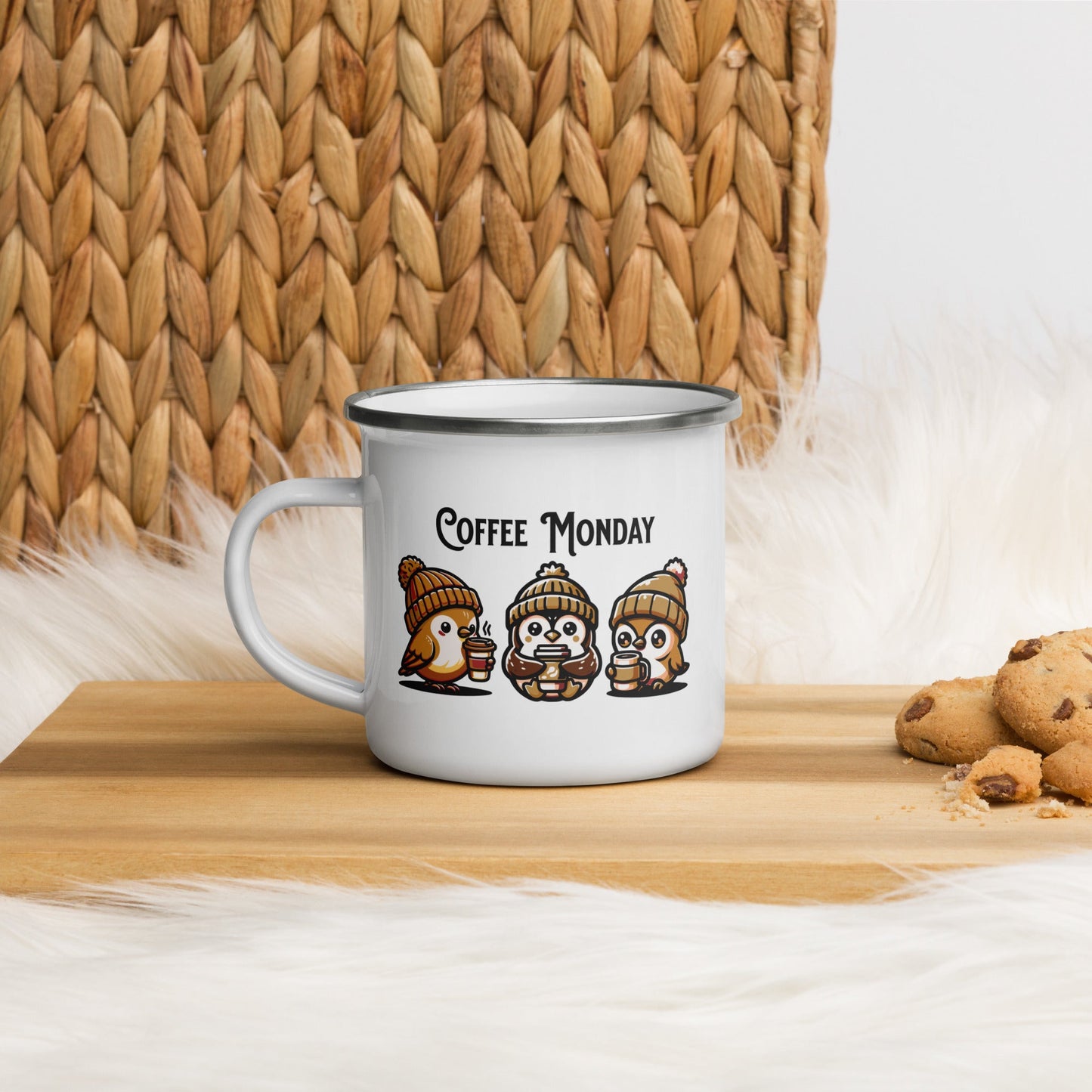 Coffee Monday (Brown) Enamel Mug - Mugs - Discovery Co.
