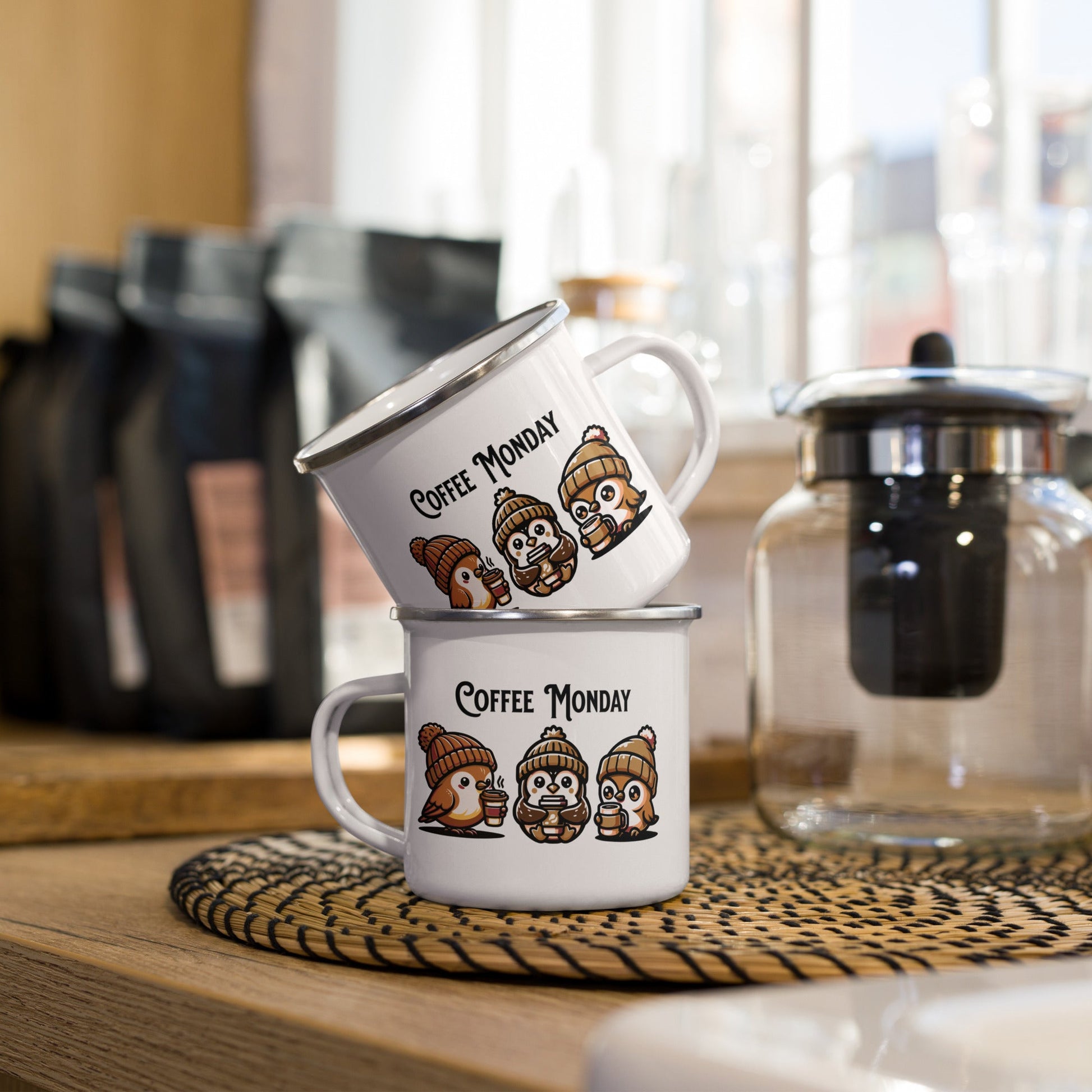Coffee Monday (Brown) Enamel Mug - Mugs - Discovery Co.