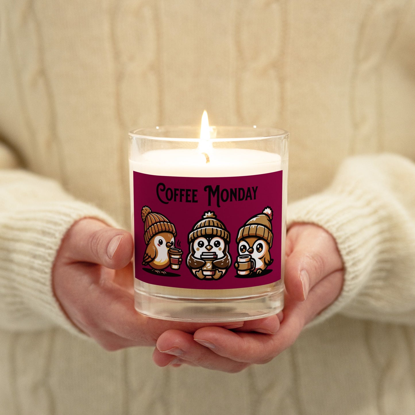 Coffee Monday (Brown) Glass Jar Soy Wax Candle - Candles - Discovery Co.