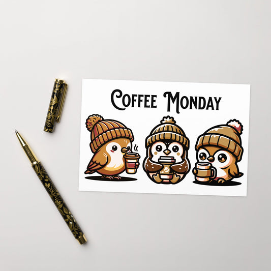 Coffee Monday (Brown) Greeting Card - Greeting Card - Discovery Co.