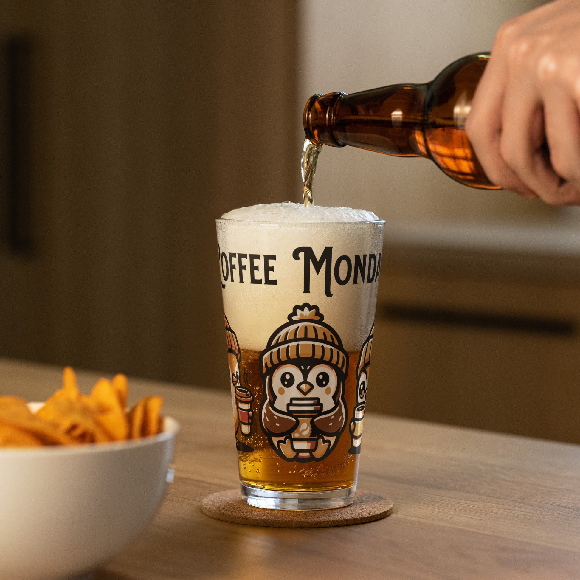 Coffee Monday (Brown) Pint Glass - Beer Glass - Discovery Co.