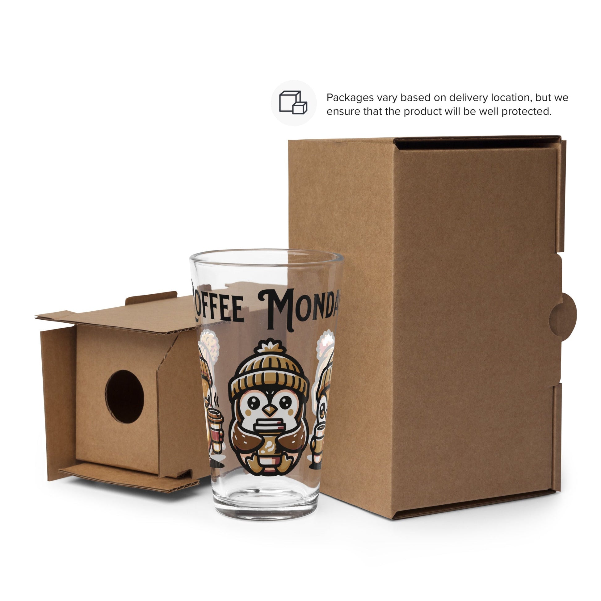 Coffee Monday (Brown) Pint Glass - Beer Glass - Discovery Co.