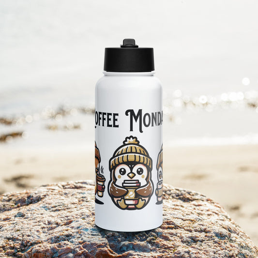 Coffee Monday (Brown) Stainless Steel Water Bottle With Straw Lid - Stainless Steel Water Bottle With Straw Lid - Discovery Co.