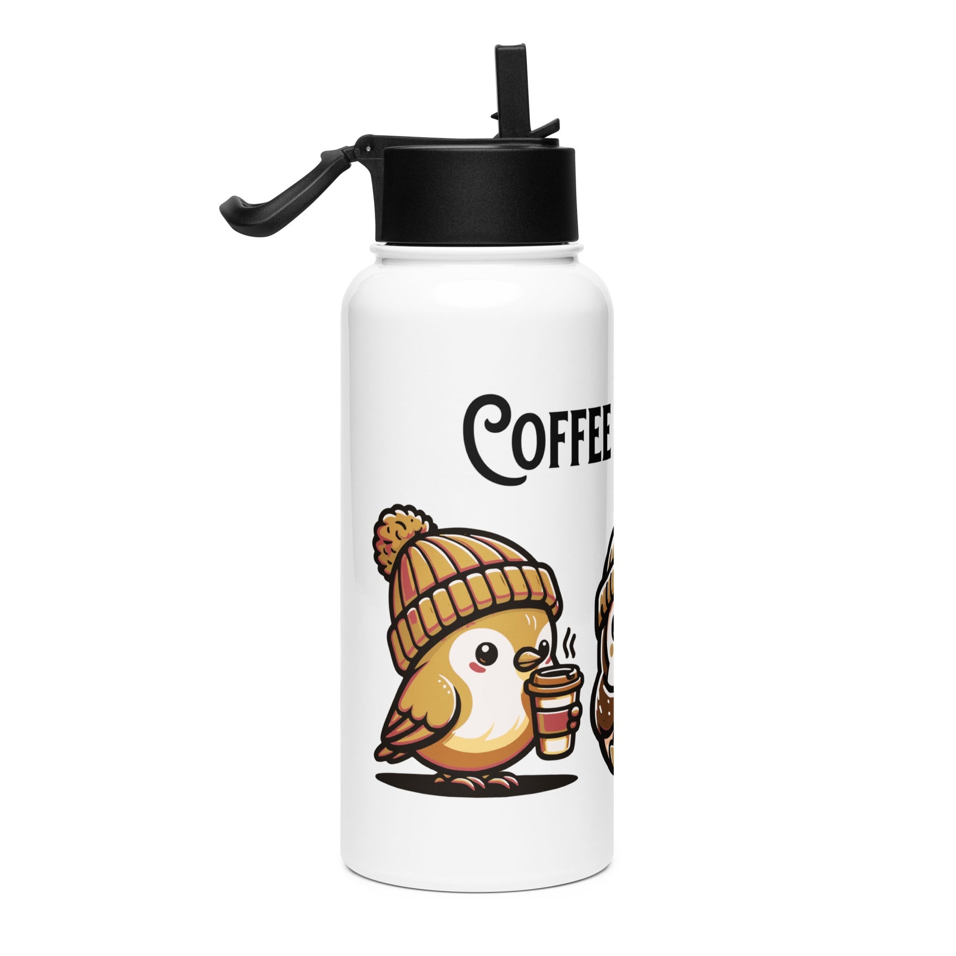 Coffee Monday (Brown) Stainless Steel Water Bottle With Straw Lid - Stainless Steel Water Bottle With Straw Lid - Discovery Co.