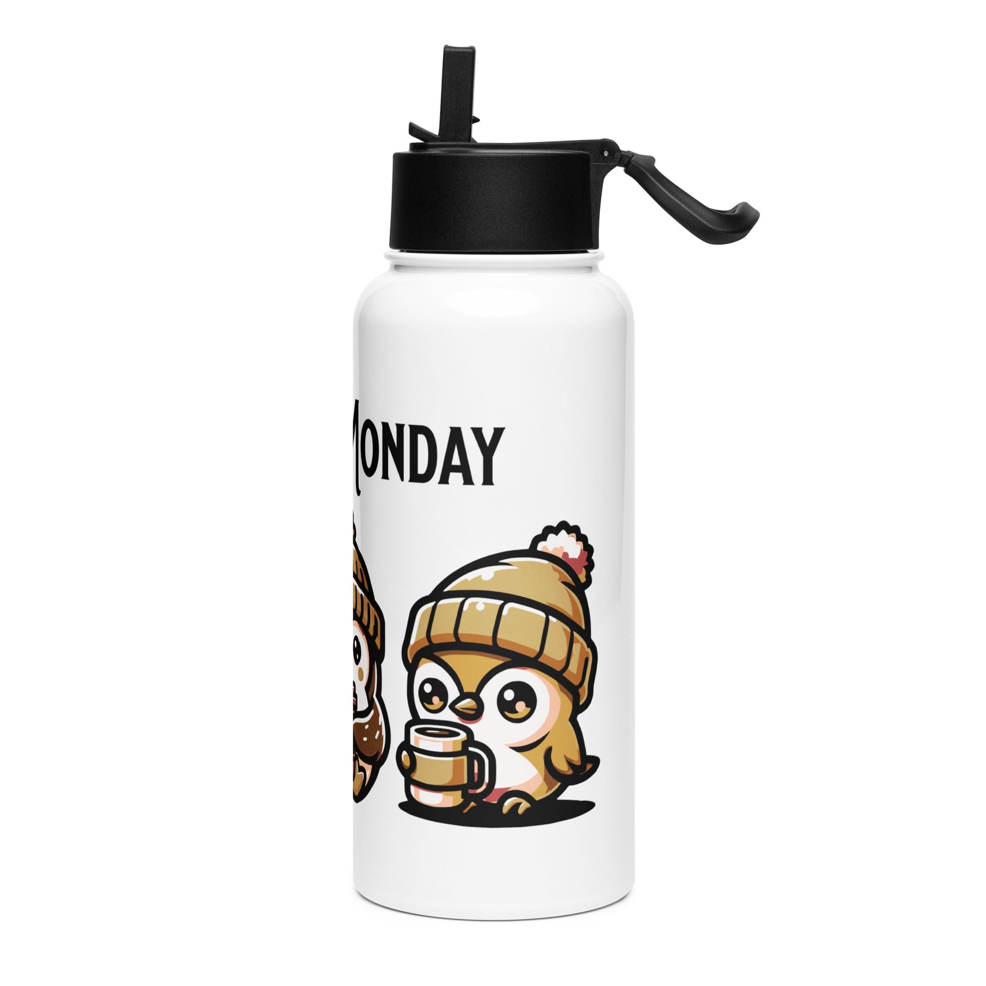 Coffee Monday (Brown) Stainless Steel Water Bottle With Straw Lid - Stainless Steel Water Bottle With Straw Lid - Discovery Co.