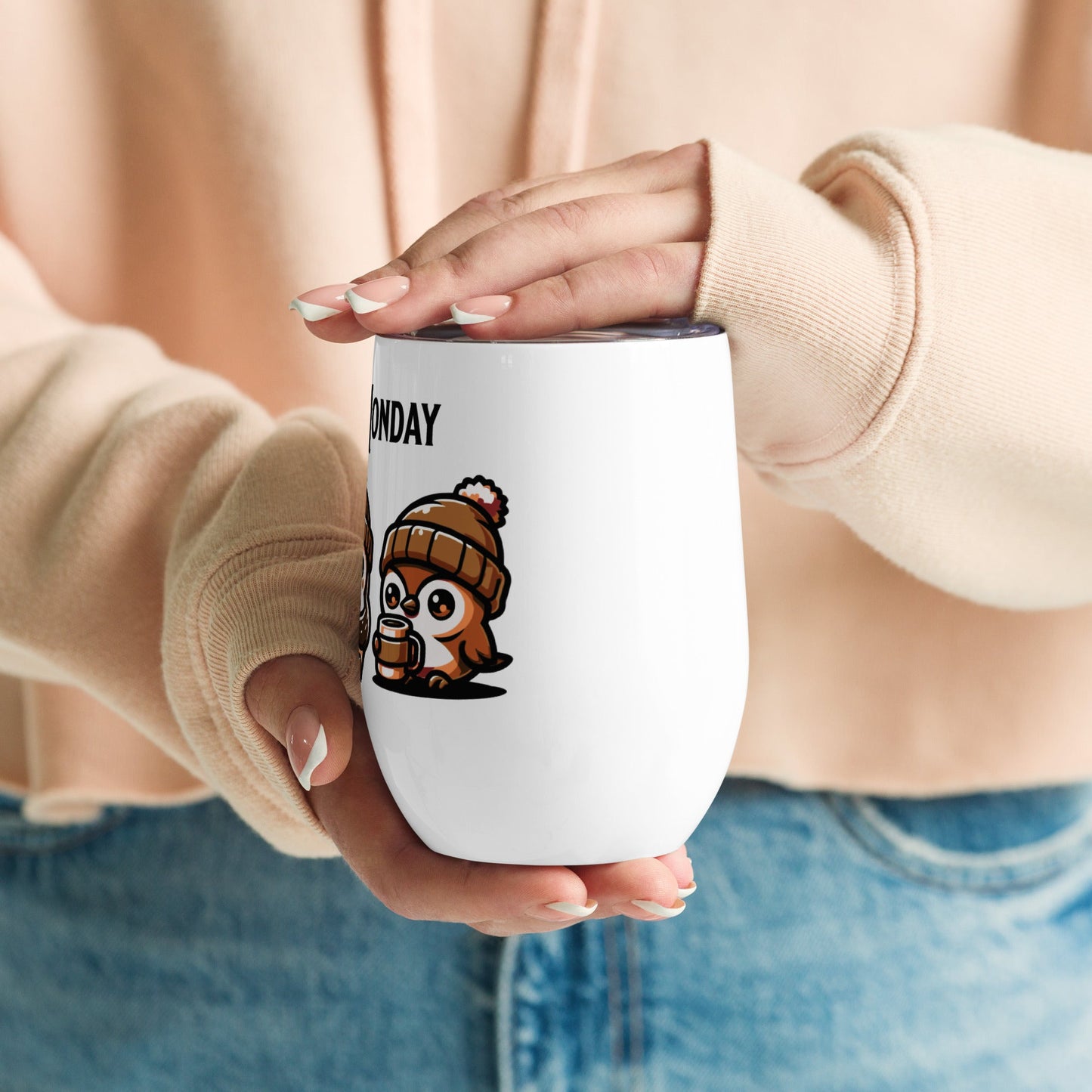 Coffee Monday (Brown) Stainless Steel Wine Tumbler - Steel Tumbler - Discovery Co.