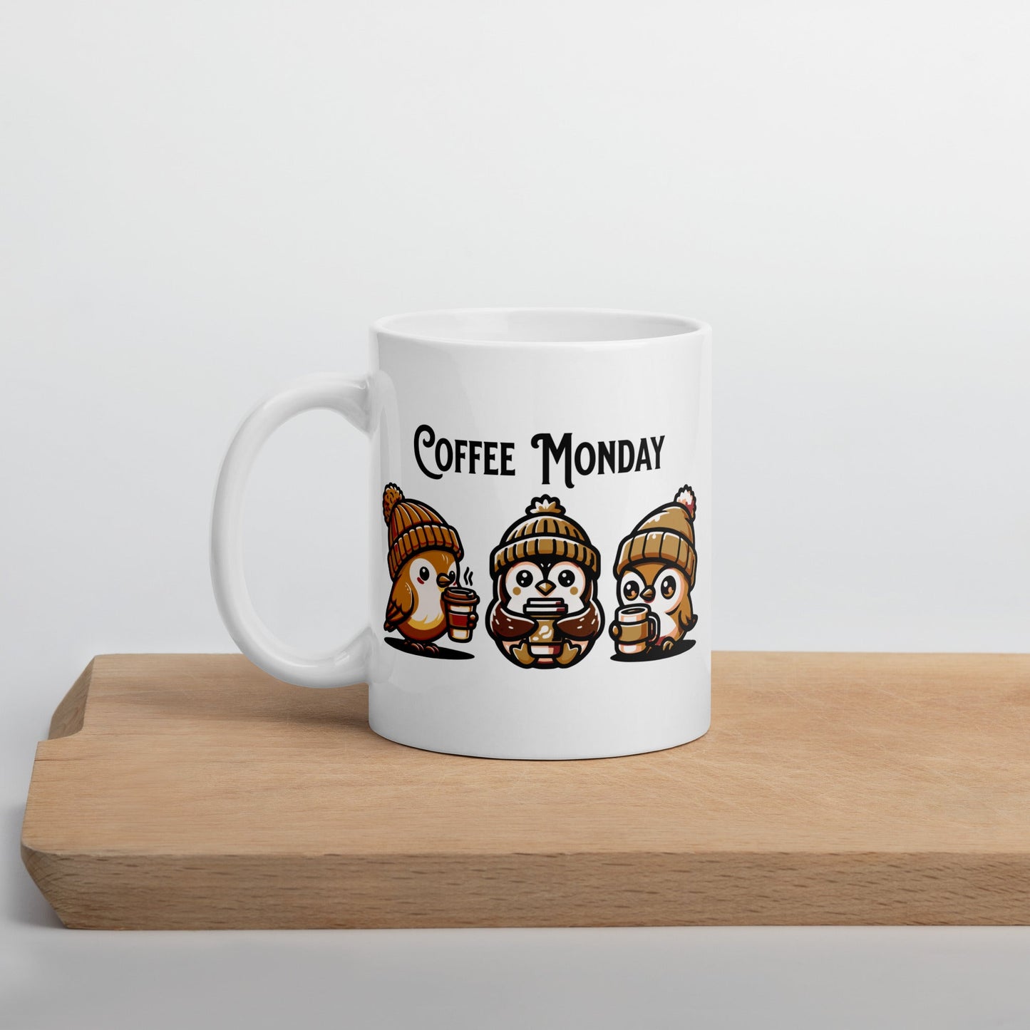 Coffee Monday (Brown) White Glossy Mug (11 oz. 15 oz, 20 oz) - Mugs - Discovery Co.