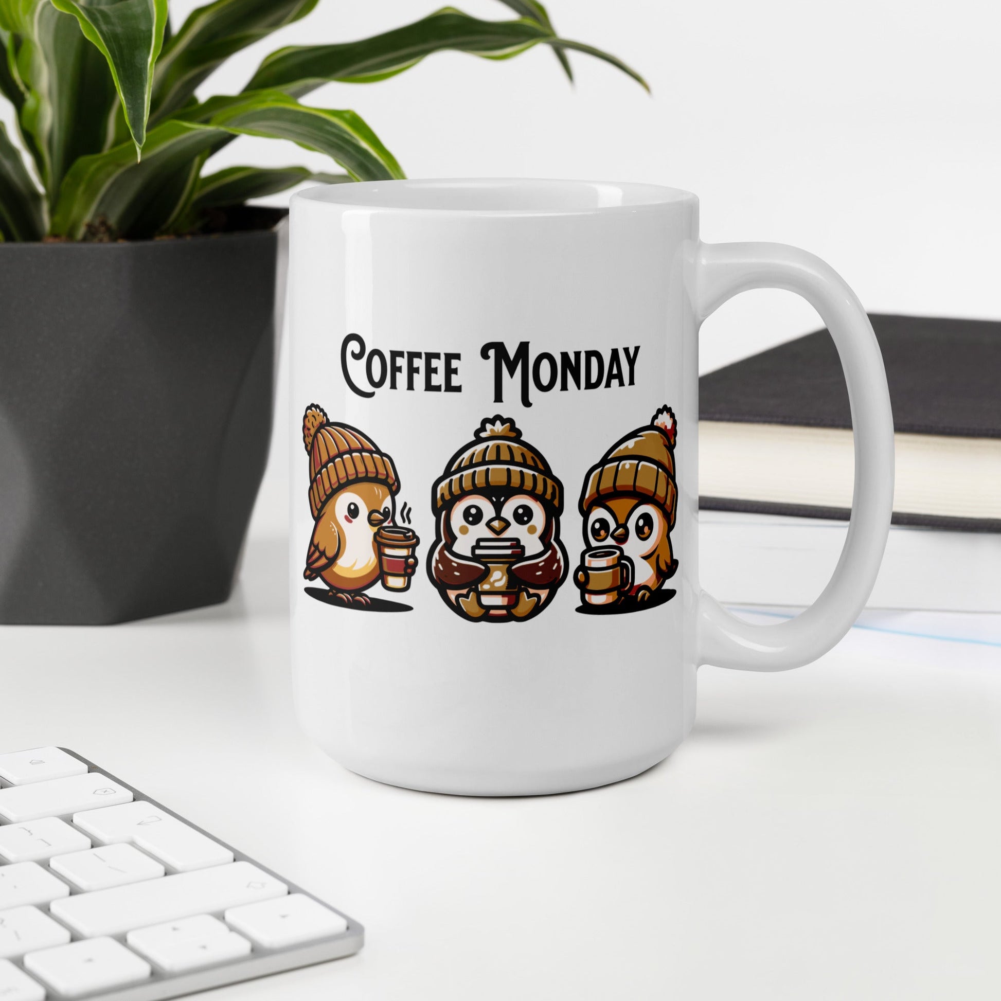 Coffee Monday (Brown) White Glossy Mug (11 oz. 15 oz, 20 oz) - Mugs - Discovery Co.
