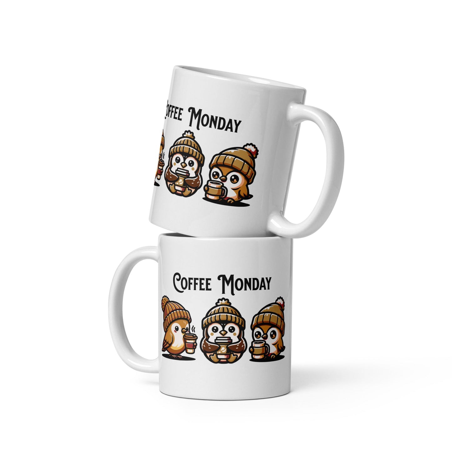 Coffee Monday (Brown) White Glossy Mug (11 oz. 15 oz, 20 oz) - Mugs - Discovery Co.